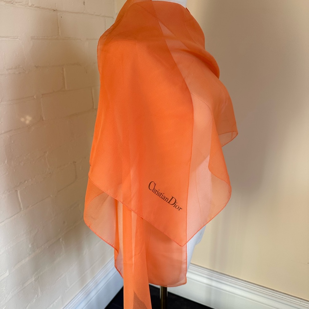 Christian Dior Orange Sheer Scarf
